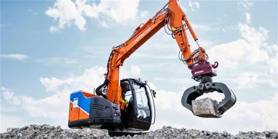 The Hitachi ZXE85US electric excavator.