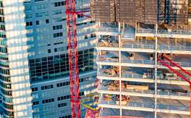 Aerial of construction site in Frankfurt, Germany - Europe