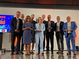 Winners at the 2023 European Rental Awards, including representatives from Renta Group, Key-Tec, Zeppelin Rental, Boels Rental and Hilti. (Photo: IRN)