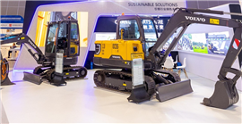 Volvo CE construction equipment at a show