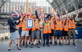 The team celebrating their world record