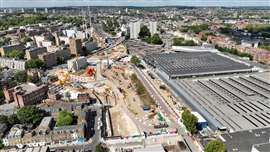 Aerial view of HS2's London Euston construction site