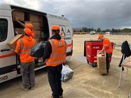 Aid convoy on its way to Ukraine from the UK.