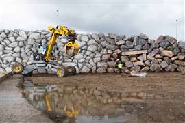 ETH Zurich's autonomous excavator has built a 6m-high dry stone wall (Image:  ETH Zurich / Marc Schneider)