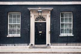 Entrance door of 10 Downing Street in London