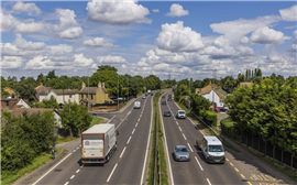 Aerial view of the UK's A428 highway, to be upgraded by National Highways