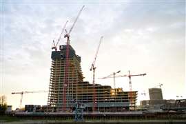 View of the construction site of the Elbtower building, owned by Rene Benko’s Signa and a Commerzbank subsidiary, in Hamburg, Germany. 