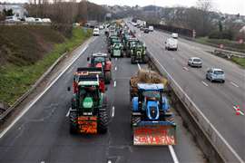 French farmers blocked roads as part of a prtest about costs and taxes. (Photo: Reuters)