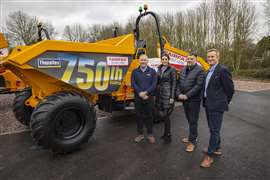 Left to right: Will Redman, Thwaites distributor manager. Rebecca Bryson, BTE Plant managing director, Mark Love, Fairfax Plant Hire director. Andy Sabin, Thwaites general sales manager.