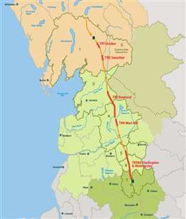 Map showing the route of the 110km pipeline
