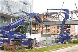 Mollo lifts carry out bridge erection. Photo: Mollo