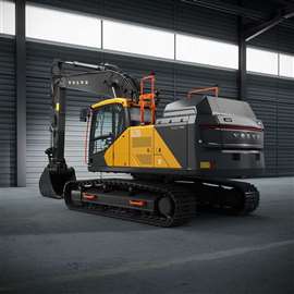 Volvo CE's EC230 electric - one of the OEM's exclusively battery-powered lineup of machines at its stand at Bauma 2025