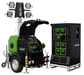 Trime's 'world-first' X-Change lighting tower will enable operators to swap depleted batteries on site