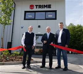 Photo of Trime's Paul Hay, Ray Caulfield and Andrea Fontanella at the official opening of Trime UK's new headquarters. (Photo: Trime UK)