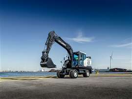 HD Hyundai's hydrogen powered wheeled excavator.