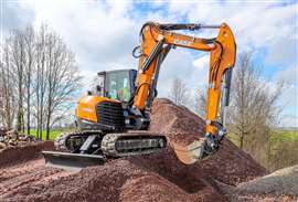 Picture showing one of the new Case Construction's E-Series midi excavators in the 8 to 10 tonne size class. (Image: Case)