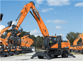 Novo manipulador de materiais sobre rodas DX270WMH-7 da Develon (Imagem cortesia da Develon)