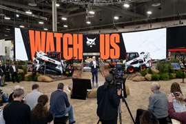 Mike Ballweber, president, Doosan Bobcat North America, presents the evolution in compact loaders at ConExpo (Image: Bobcat)
