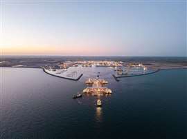 The first of 89 Fehmarnbelt tunnel elements started being transported out to sea on 4 May 2026 (Image: Sund & Bælt) 