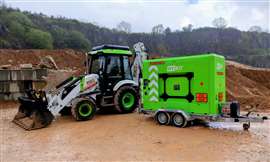 The JCB 3CX Hydrogen backhoe loader