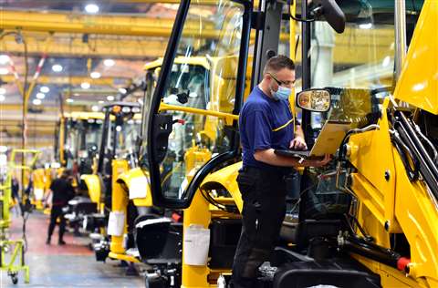 The Backhoe Loader production line at JCB's World HQ in Staffordshire, UK.