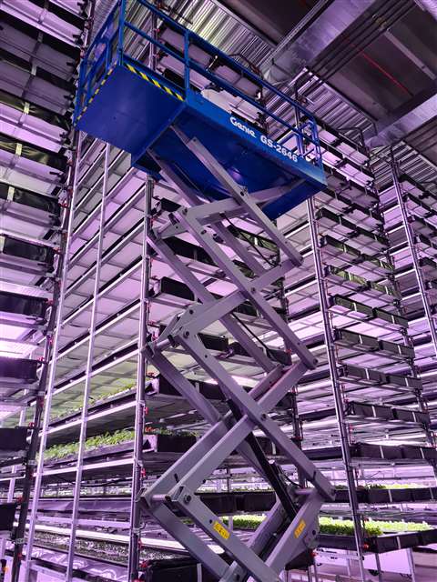 Genie electric scissor lift at Nordic Harvest facility