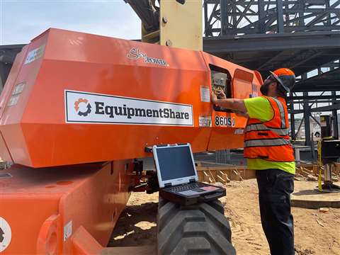 A JLG aerial platform in EquipmentShare's rental fleet.