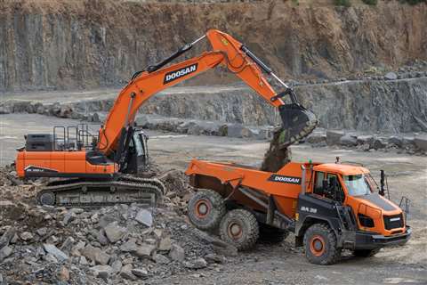 Blue Central's Doosan DX380LC-7 excavator and DA30-7 dumper