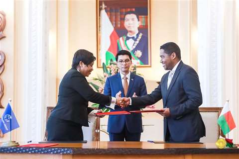 Andry Rajoelina President of Madagascar at the signing ceremony