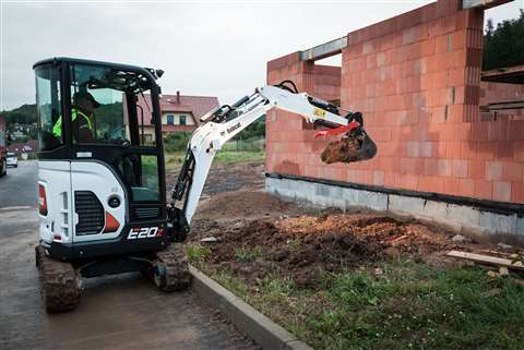 A Bobcat E20z mini excavators