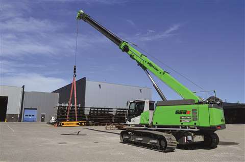 The 653 E Electro Battery crawler crane from Sennebogen