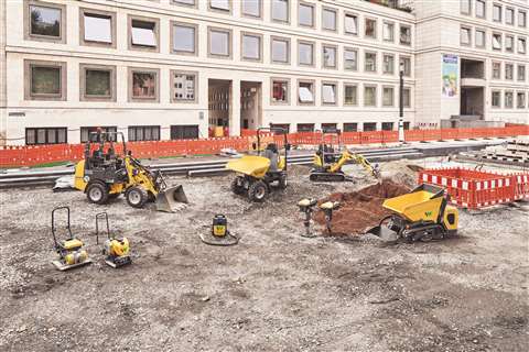 A range of construction equipment on a building site