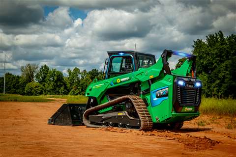 The Bobcat T7X painted in its Sunbelt Rental's green livery