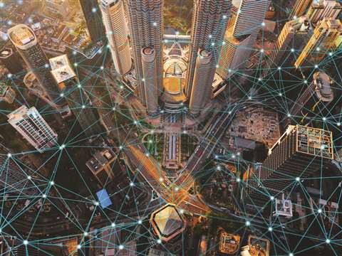 Aerial view of a smart city