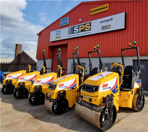Several of GAP's new JCB Ride-on-Rollers at its depot in the UK