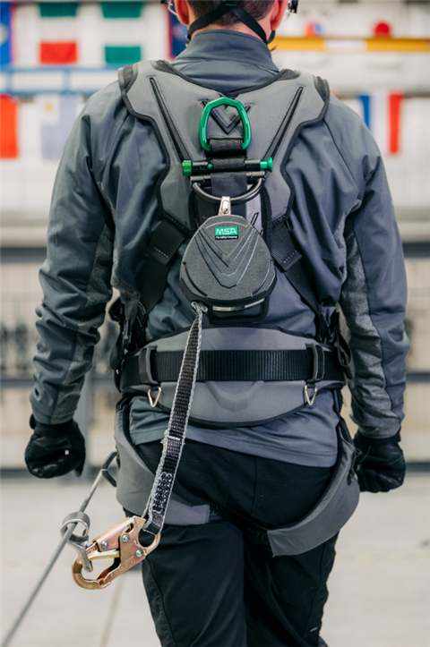 A worker handling MSA Safety's Temporary Horizontal Lifeline