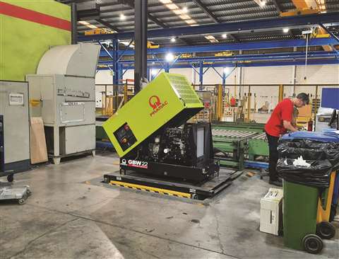 A genset in production at the Pramac factory in Murcia.