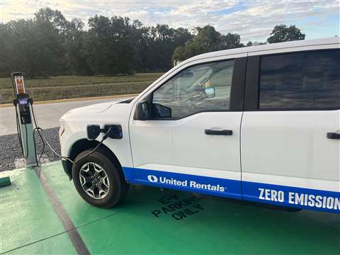 One of the Ford all-electric pickup trucks delivered to Shell