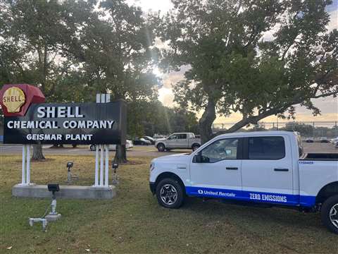 One of the Ford F-150 Lighting pickups delivered to Shell.