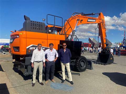 Left to right: Oscar Pulido and Agustin Roncero - sales representatives for Agrimaq Rental and Sale and Francisco Gamero from Centrocar Madrid.