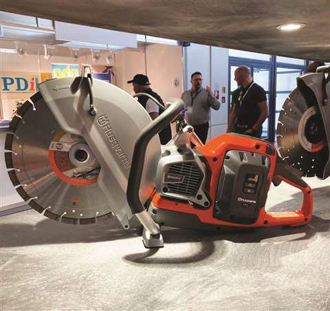 Husqvarna’s K1 PACE cordless power cutter on display at Bauma. 