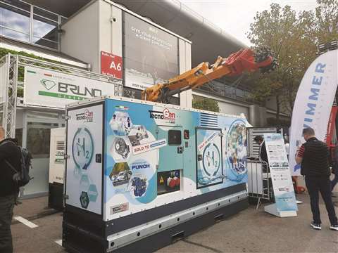 The new hydrogen genset on display at Bauma. 