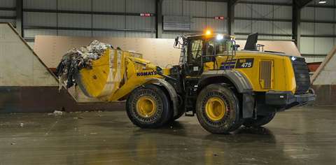 Komatsu WA475-10 wheeled loader with waste guarding package