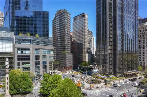 Columbus Circle, southwest of Central Park and adjacent to the Time Warner Center 