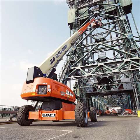 JLG 1200SJP belonging to AFI at the Tees Newport Bridge, UK.
