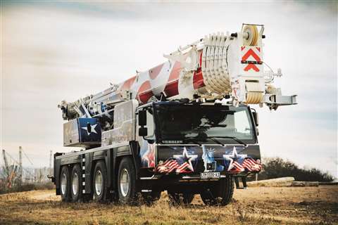 The Liebherr LTM 1120-4.1 ready for launch in Las Vegas