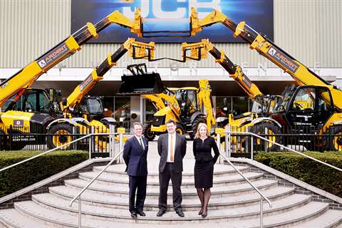 Left to right: Watling JCB Managing Director Richard Telfer, Ardent Hire Solutions Chief Executive Officer Jeremy Fish and JCB Managing Director Global Major Accounts Yvette Henshall-Bell.