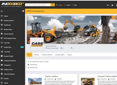 Case Construction now lists its entire product range on Indoogoo