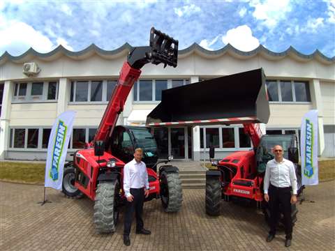 From left Felix Zimmermann, Sales Representative and Bernhard Kahn, Managing Director for Ahern Deutschland with two of the new Faresin models