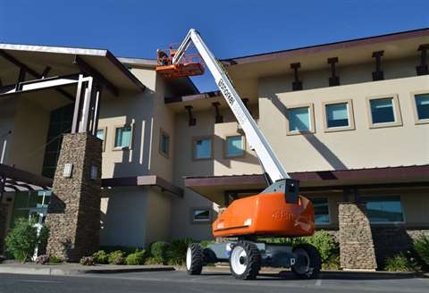 Snorkel 460SJ mid-size telescopic boom lift.